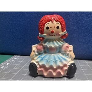 Raggedy Ann Head Vase Pink Blue Dress 4109 Japan Vintage Good Used‎ Condition